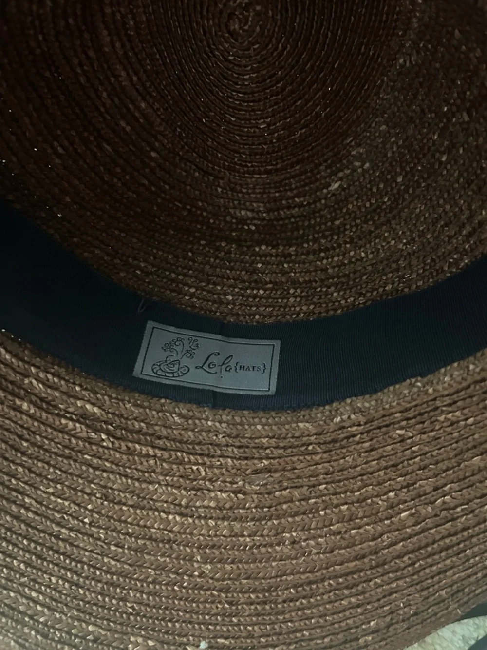 Lola hat from Tuckernuck Wide-Brim Straw Fedora in Rust with Navy Band - Picture 11 of 11